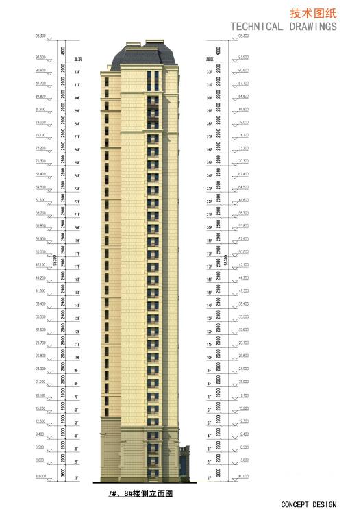 [长沙]高层法式外立面住宅建筑设计方案文本施工图下载【ID:165922145】