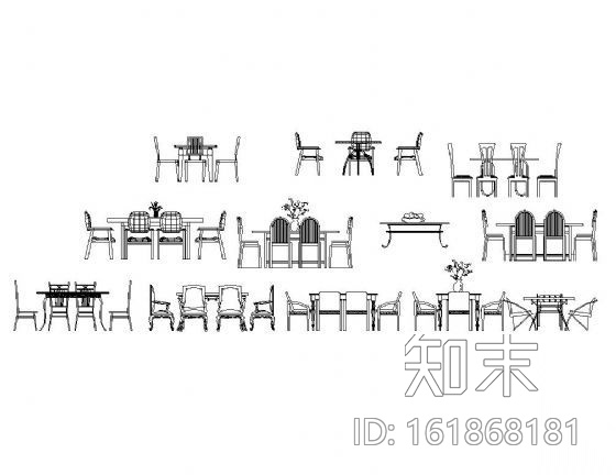 家居各式餐桌立面图块施工图下载【ID:161868181】