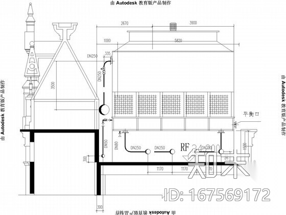 冷却塔安装大样图cad施工图下载【ID:167569172】