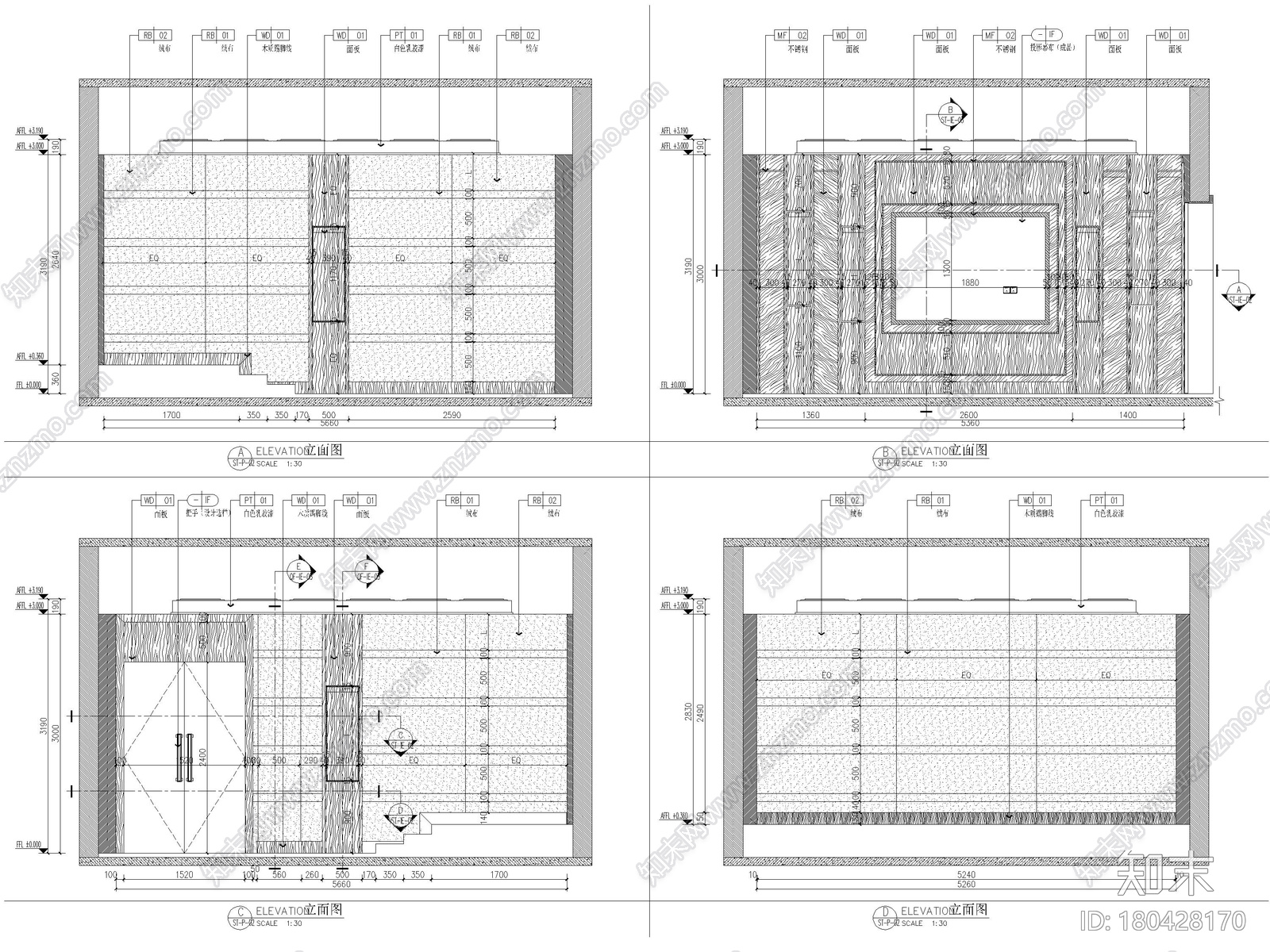 ​[北京]1828㎡中式茶楼会所室内装修施工图cad施工图下载【ID:180428170】