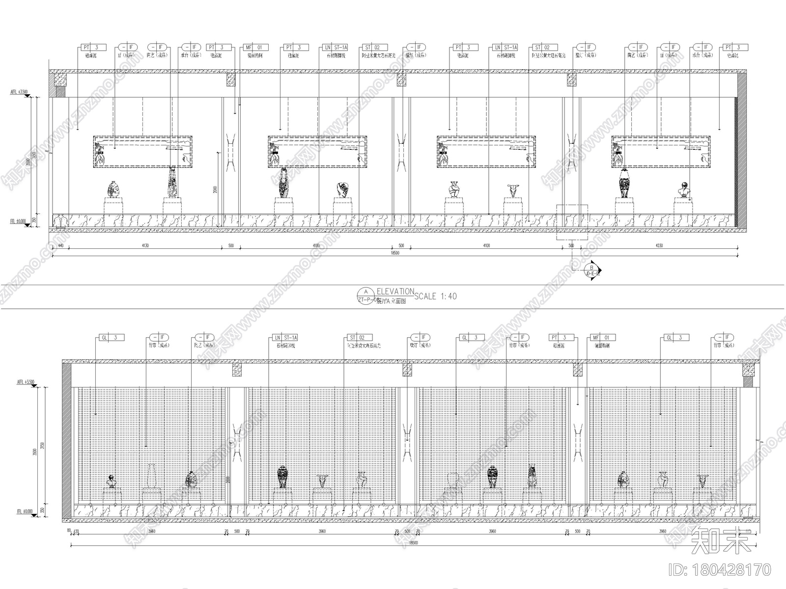 ​[北京]1828㎡中式茶楼会所室内装修施工图cad施工图下载【ID:180428170】