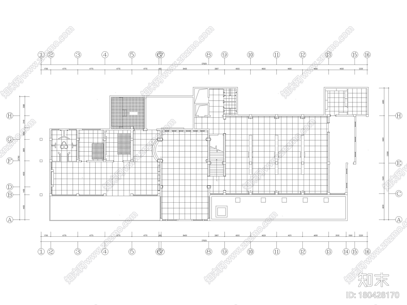 ​[北京]1828㎡中式茶楼会所室内装修施工图cad施工图下载【ID:180428170】