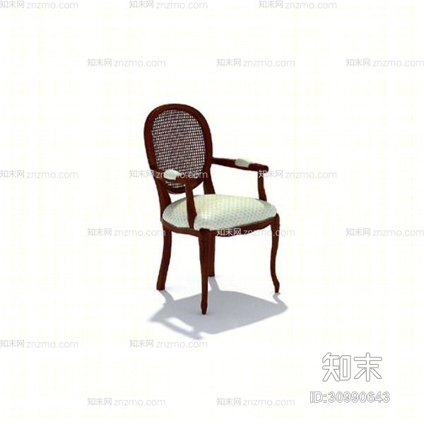 欧式简约布艺扶手椅3D模型下载【ID:30990643】