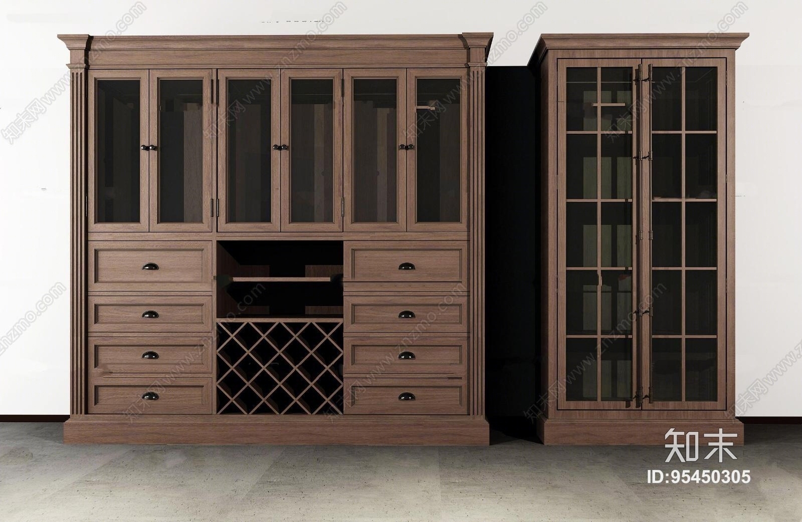 欧式实木酒柜3D模型下载【ID:95450305】