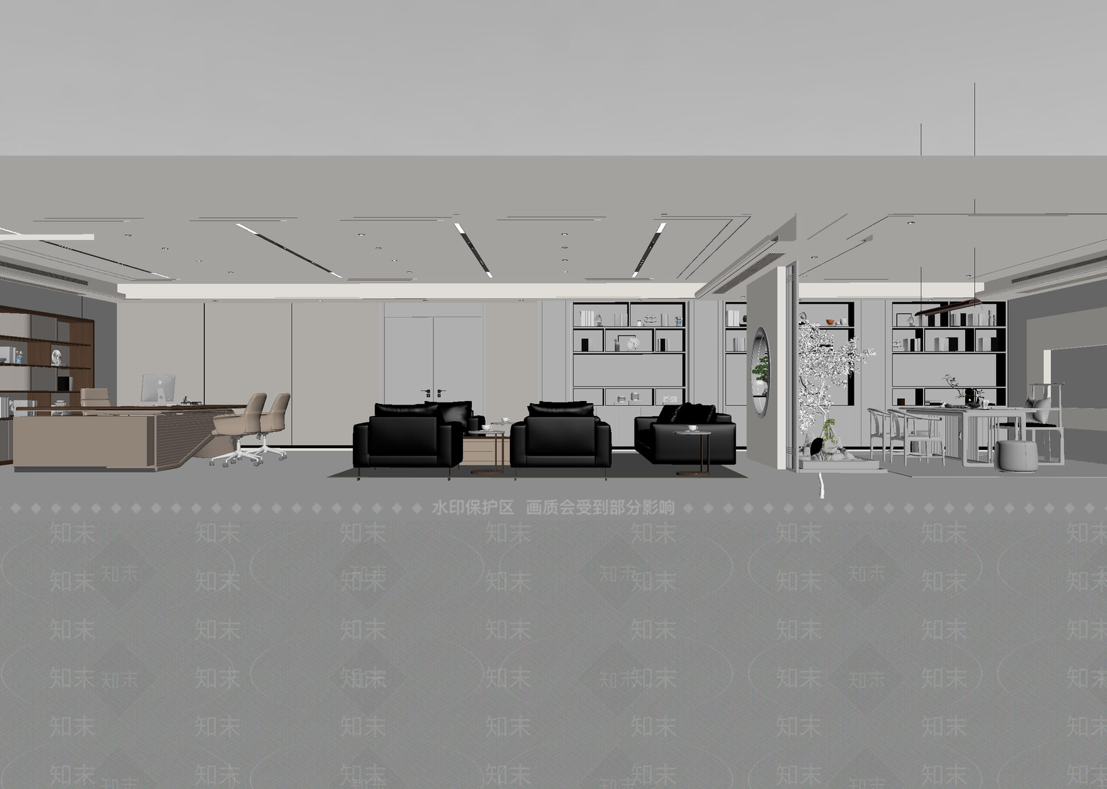 现代办公大厅3D模型下载【ID:1214684708】