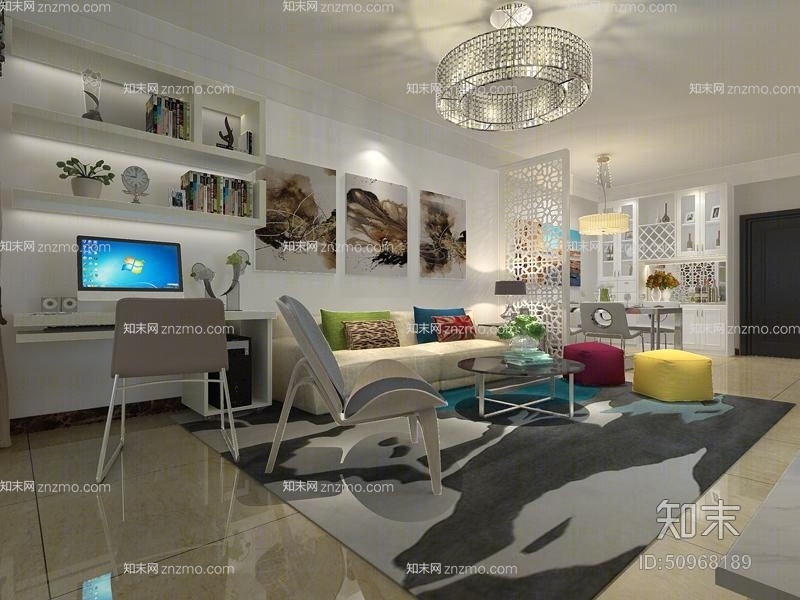 现代玻璃吊灯3D模型下载【ID:50968189】