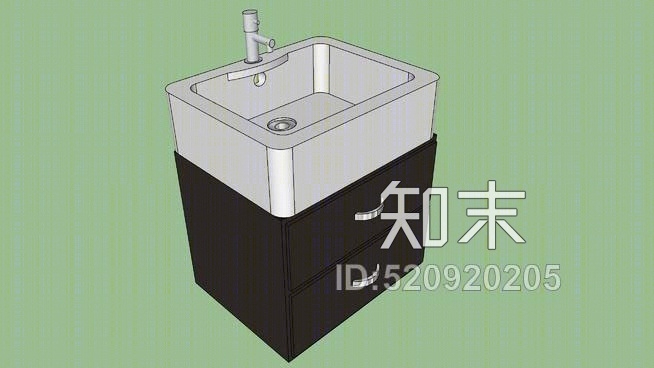 现代浴室水槽柜。SU模型下载【ID:520920205】