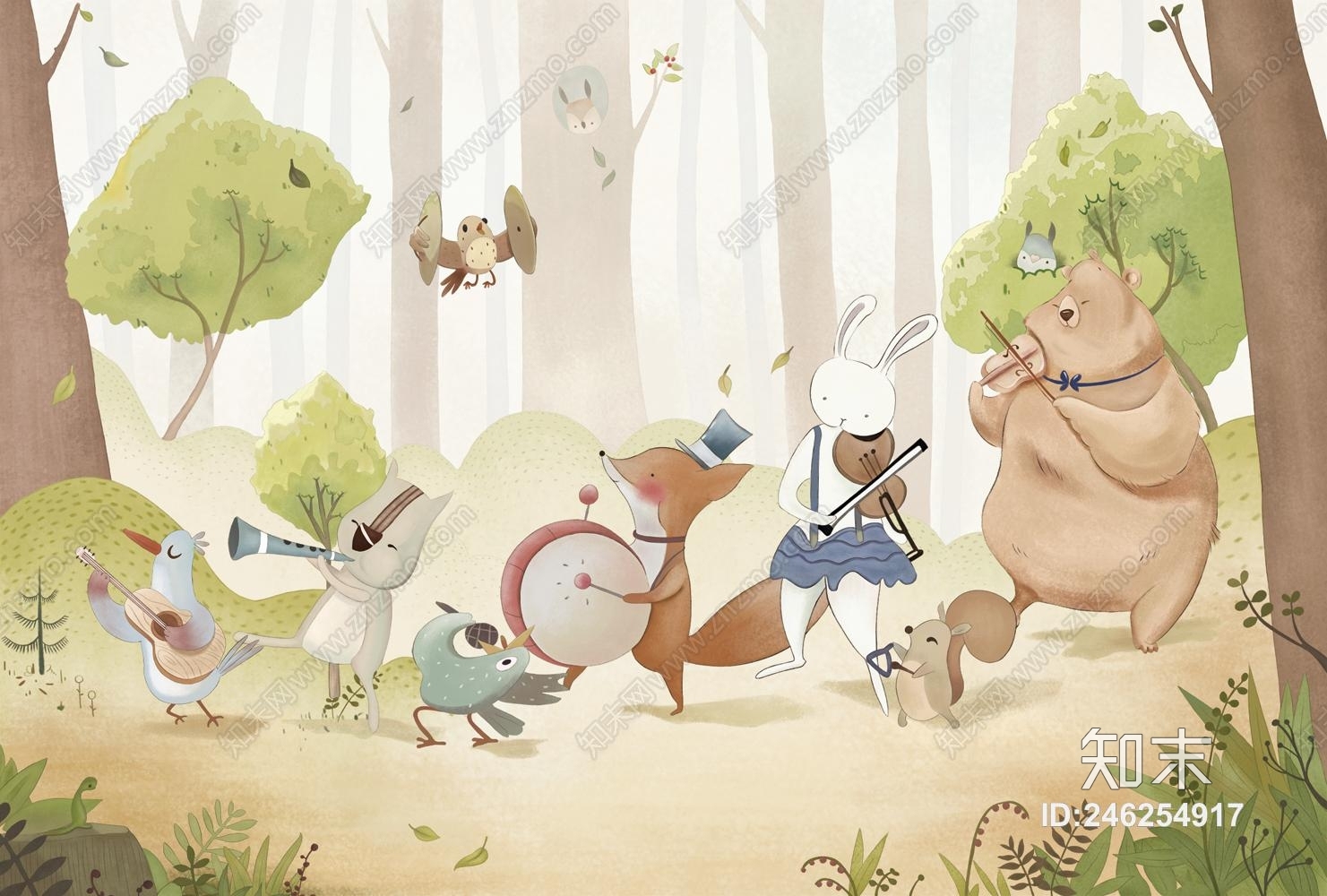 儿童房幼儿园早教壁纸壁画贴图下载【ID:246254917】