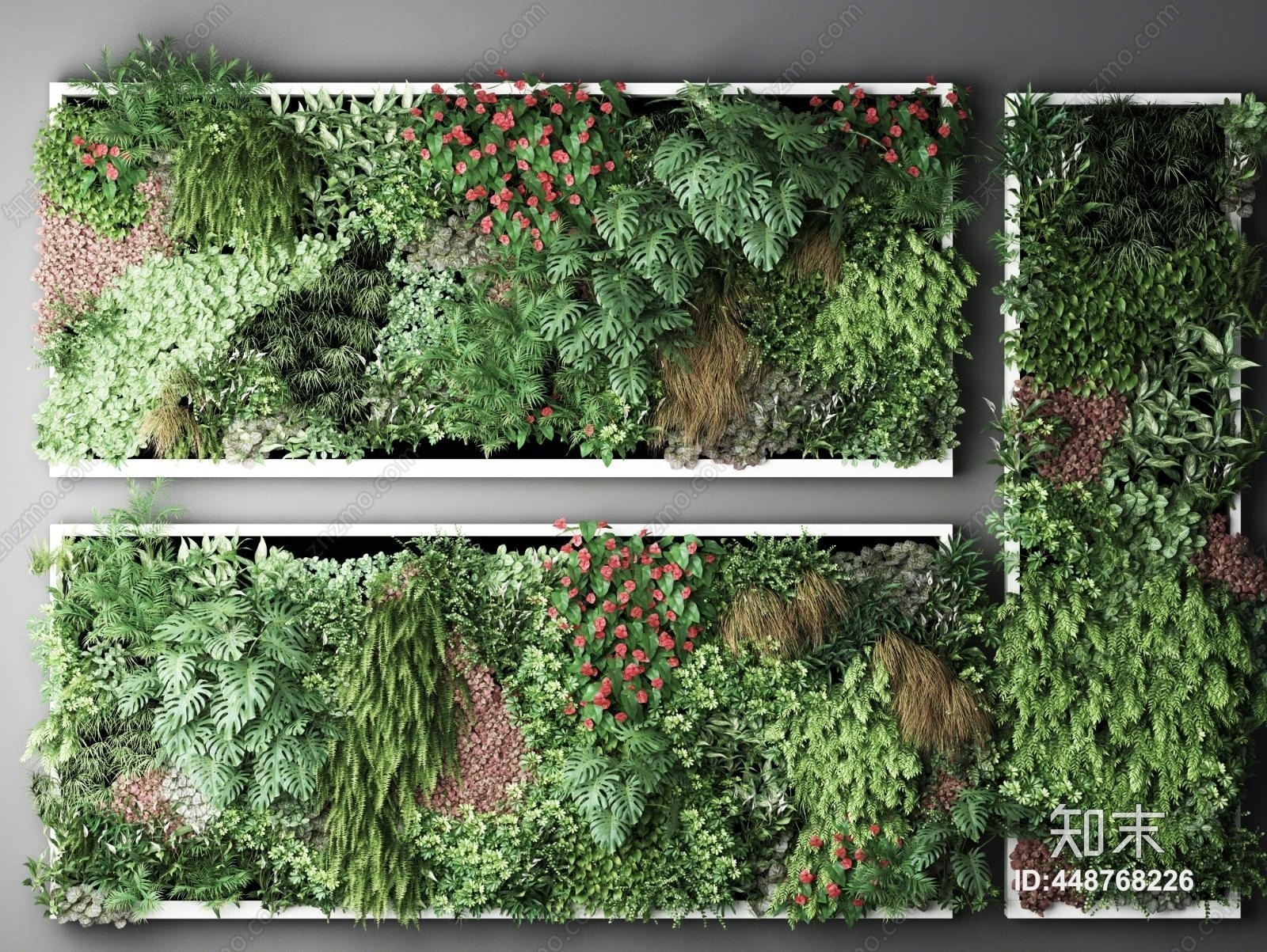现代绿植墙3D模型下载【ID:448768226】