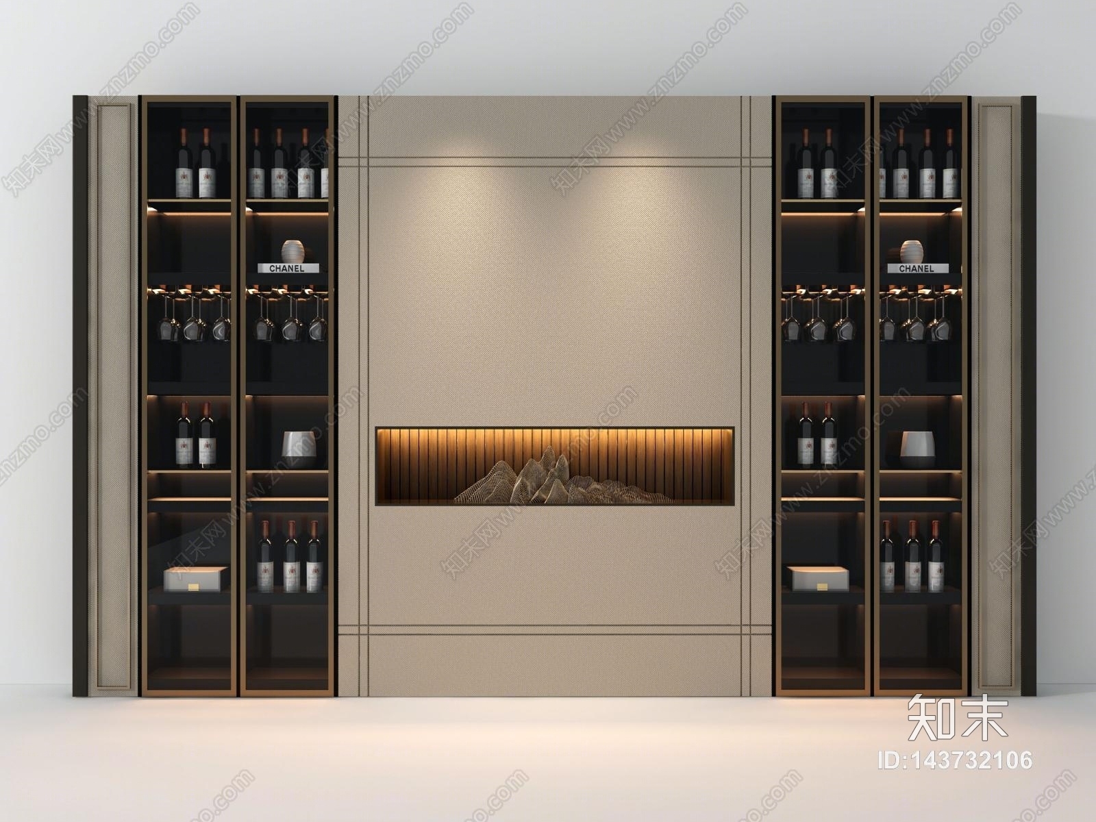 现代酒柜3D模型下载【ID:143732106】