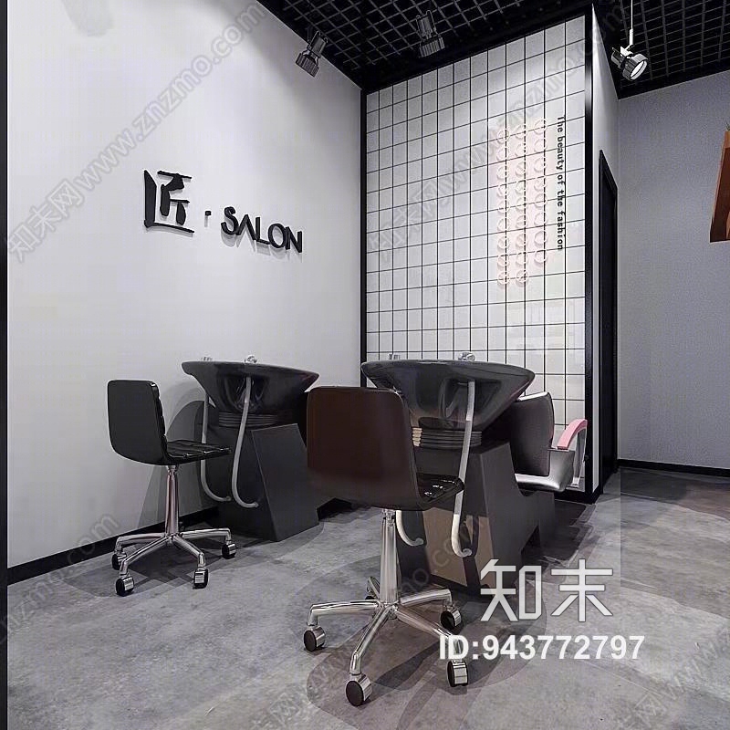 工业风理发店3D模型下载【ID:943772797】