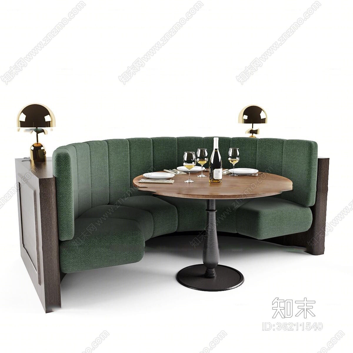 现代卡座沙发餐桌餐组合3d模型3d模型下载