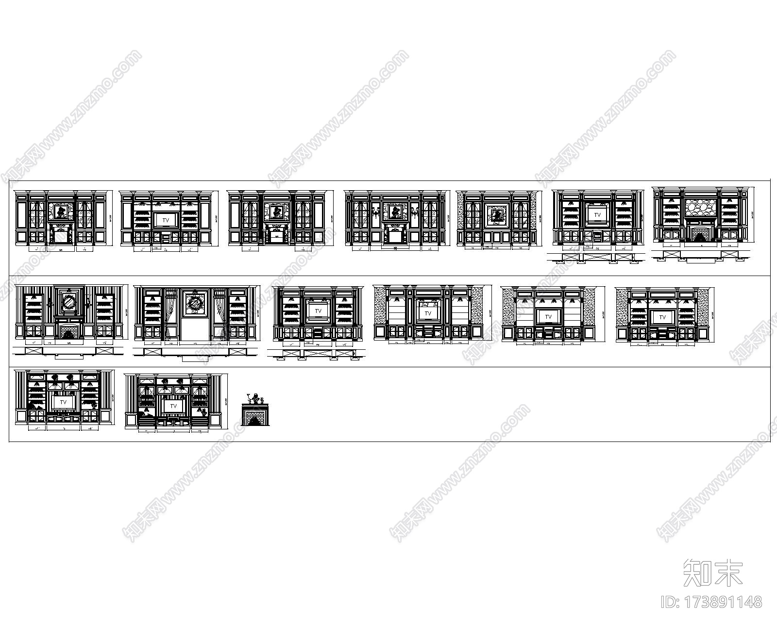 整木家居动态块设计图库施工图下载【ID:173891148】