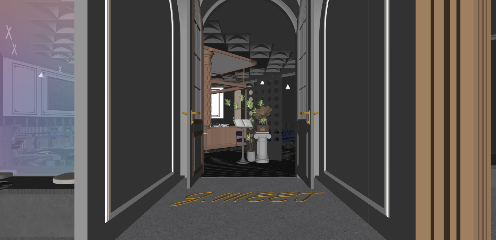 现代西餐厅SU模型下载【ID:1215965058】