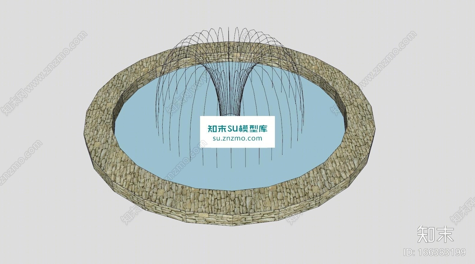 砖墙喷泉设计SU模型下载【ID:166383199】