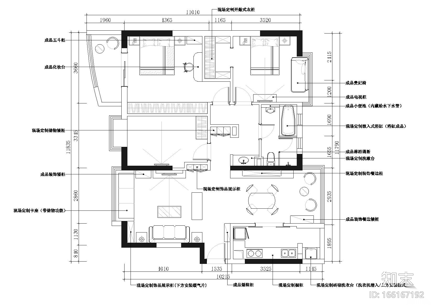 [四川]成都G女士样板间装饰施工图+实景图cad施工图下载【ID:166167192】