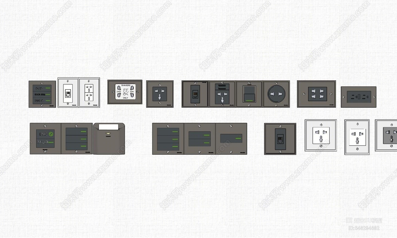 其他风格插座SU模型下载【ID:548294682】