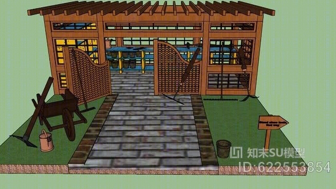 花园的手工工具在格棚。SU模型下载【ID:622553854】