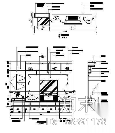 电视背景墙装修施工图下载【ID:166591178】