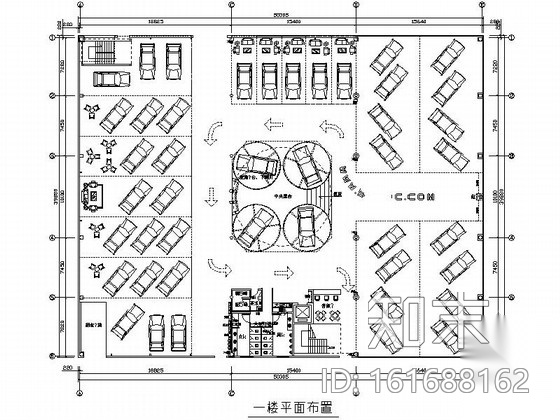 [福建]某时尚汽车展厅室内装修施工图（含效果）cad施工图下载【ID:161688162】