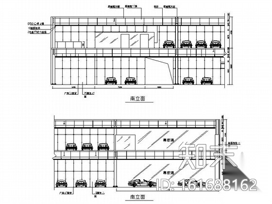 [福建]某时尚汽车展厅室内装修施工图（含效果）cad施工图下载【ID:161688162】