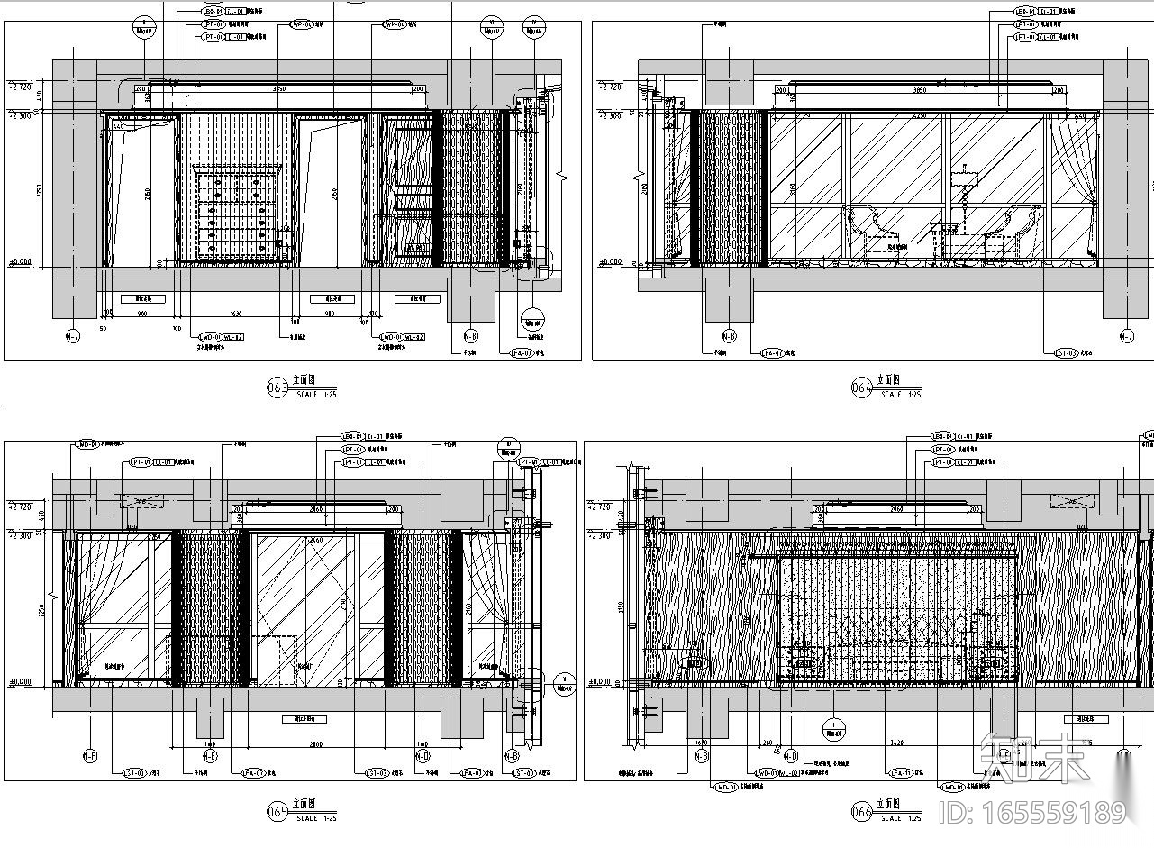 [上海]绿地卢湾滨江北楼大户型样板房施工图设计（新中式...cad施工图下载【ID:165559189】