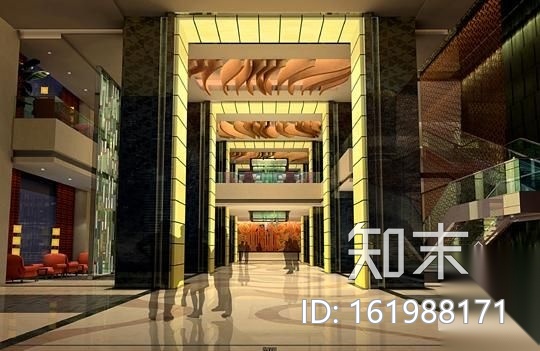某酒店电梯厅装修图(含效果)cad施工图下载【ID:161988171】