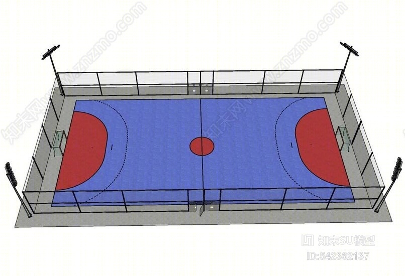 小型足球场地SU模型下载【ID:542362137】