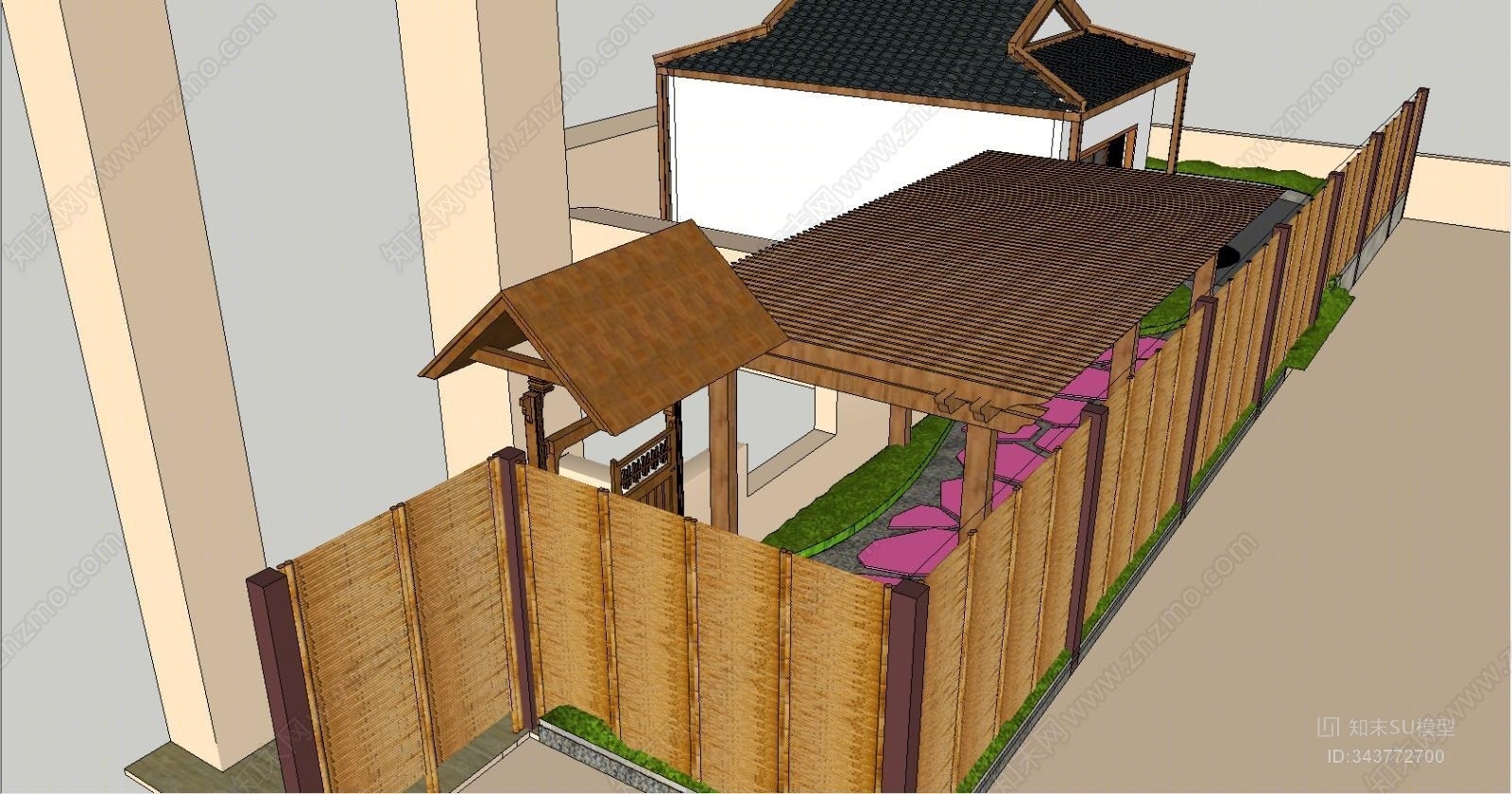 日式建筑SU模型下载【ID:343772700】
