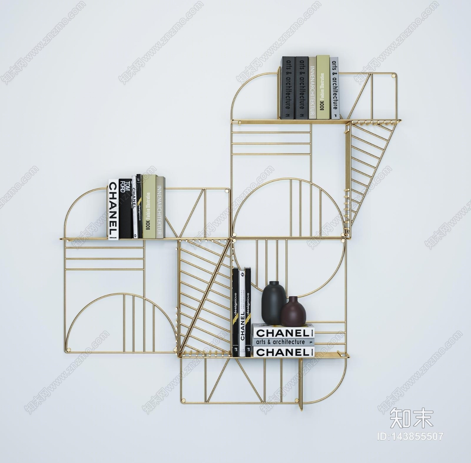 现代意大利MOGG轻奢铁艺置物架3D模型下载【ID:143855507】