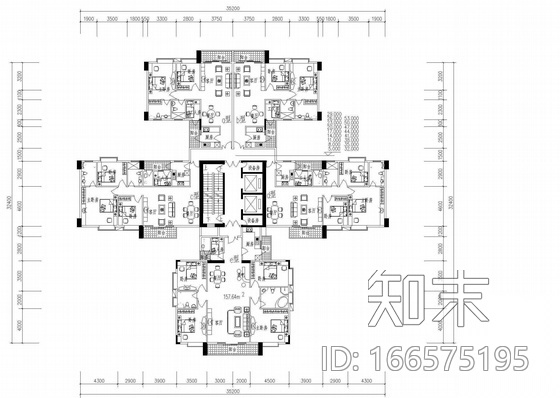 塔式高层一梯五户户型图(87/87/112/112/168)施工图下载【ID:166575195】