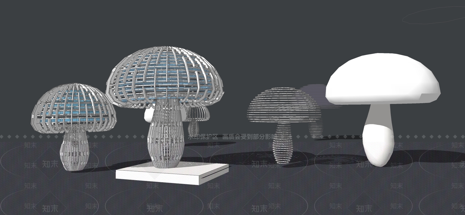 蘑菇雕塑小品SU模型下载【ID:174878286】