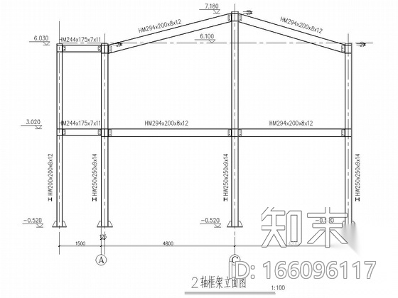 两层钢结构骨架别墅建筑结构全套图cad施工图下载【ID:166096117】