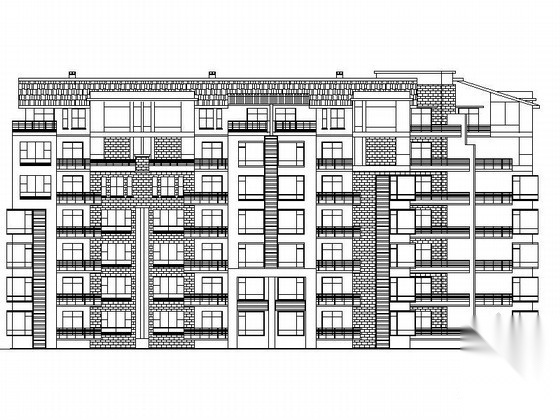 [四川]某七层带转角住宅楼建筑方案图（含效果图）cad施工图下载【ID:167023169】