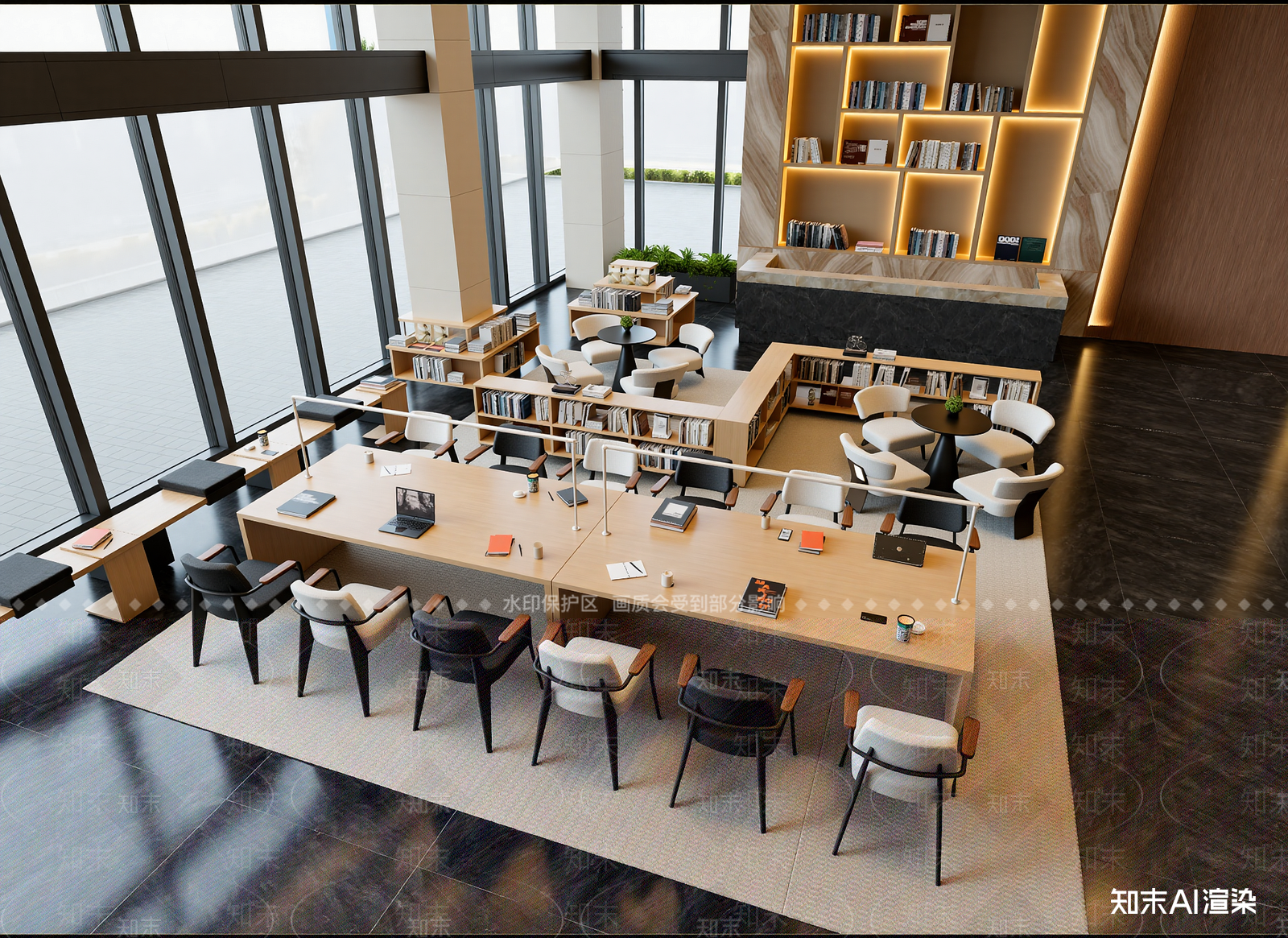 现代办公大厅3D模型下载【ID:1214574074】