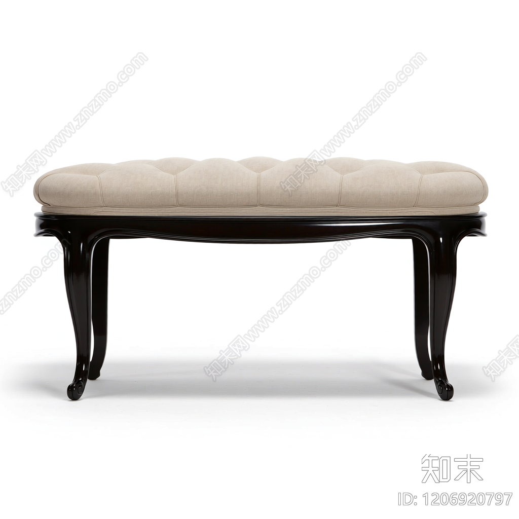欧式软包长凳3D模型下载【ID:1206920797】