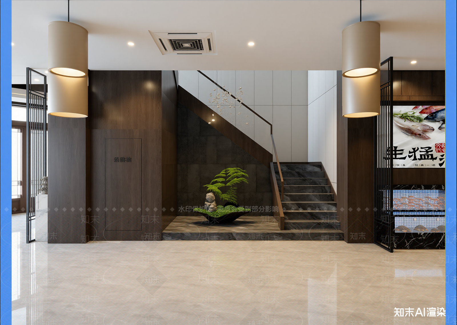 新中式酒店大堂3D模型下载【ID:1214792077】