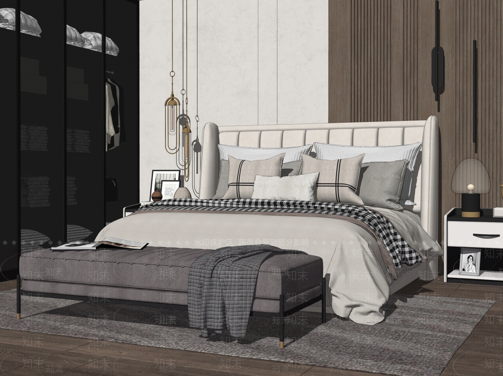 现代家居卧室SU模型下载【ID:185176137】