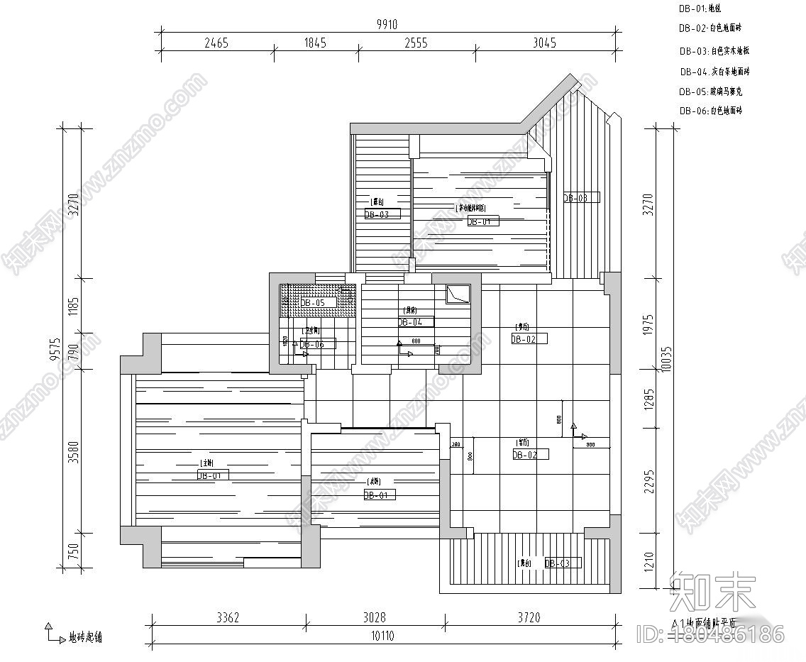 武汉名流-润合园A1样板房样板间施工图cad施工图下载【ID:180486186】