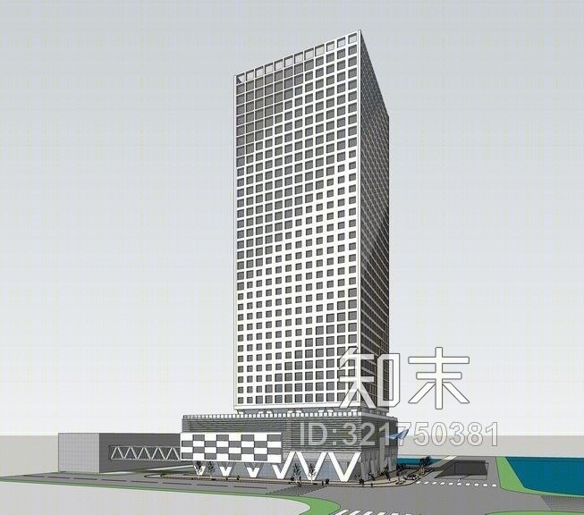 现代银行办公楼SU模型下载【ID:321750381】