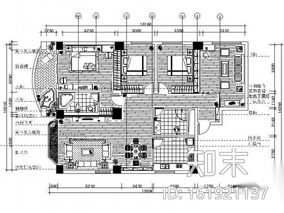 [成都]130平米三居室设计图（含效果）施工图下载【ID:161921137】