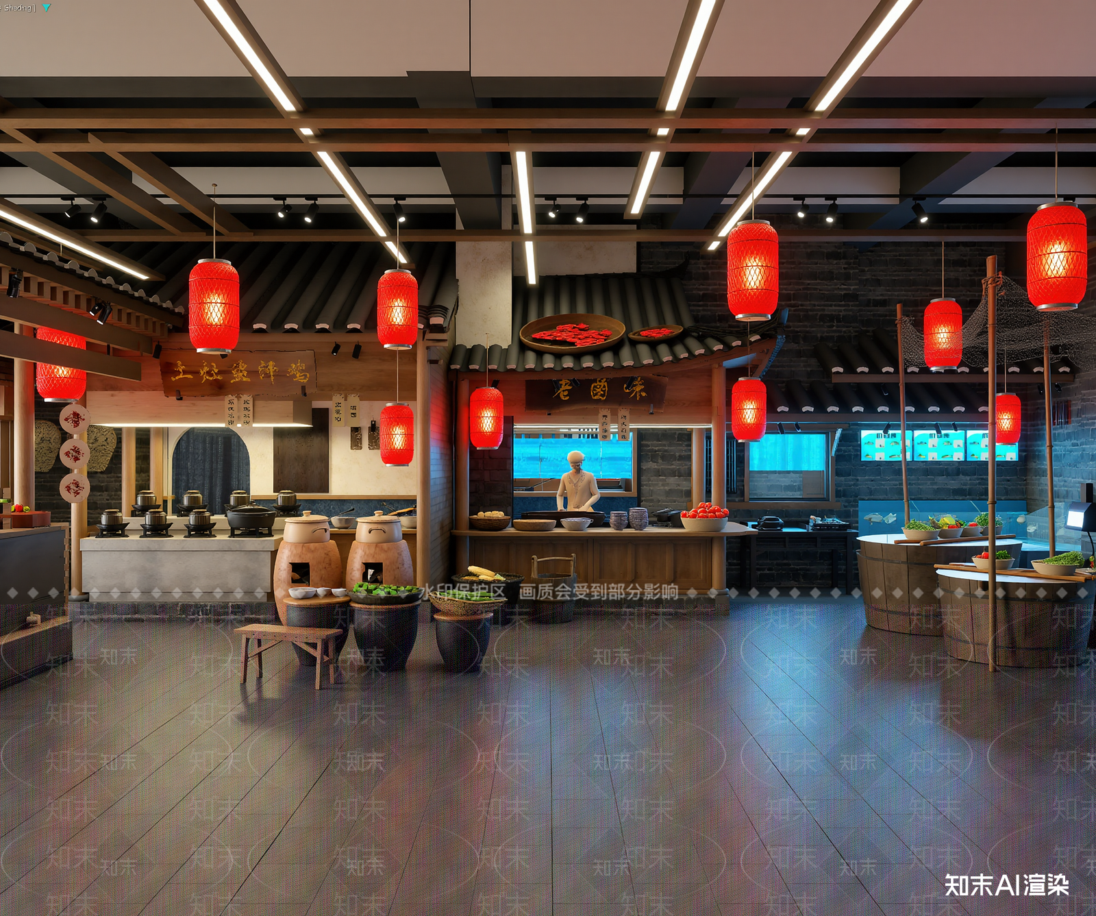 中式中餐厅3D模型下载【ID:1214610715】