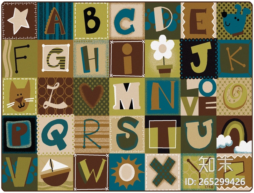 儿童卡通地毯贴图下载【ID:265299426】