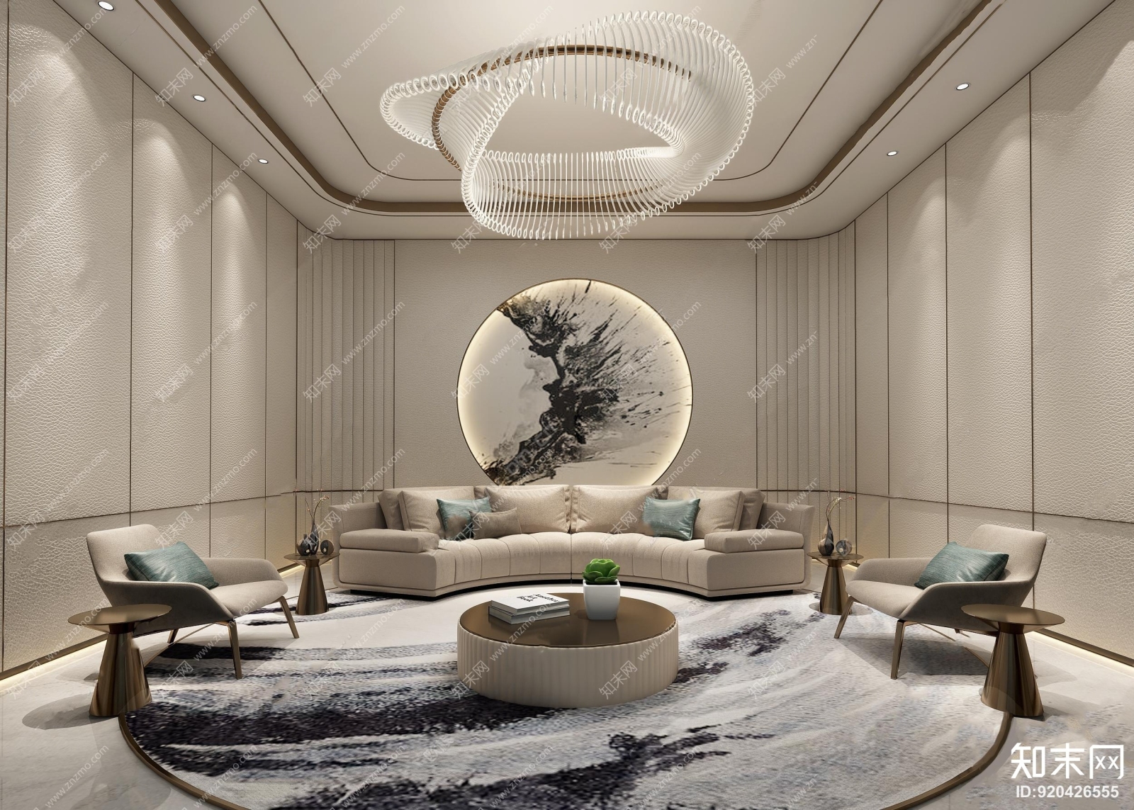 现代会所洽谈区会客室3D模型下载【ID:920426555】