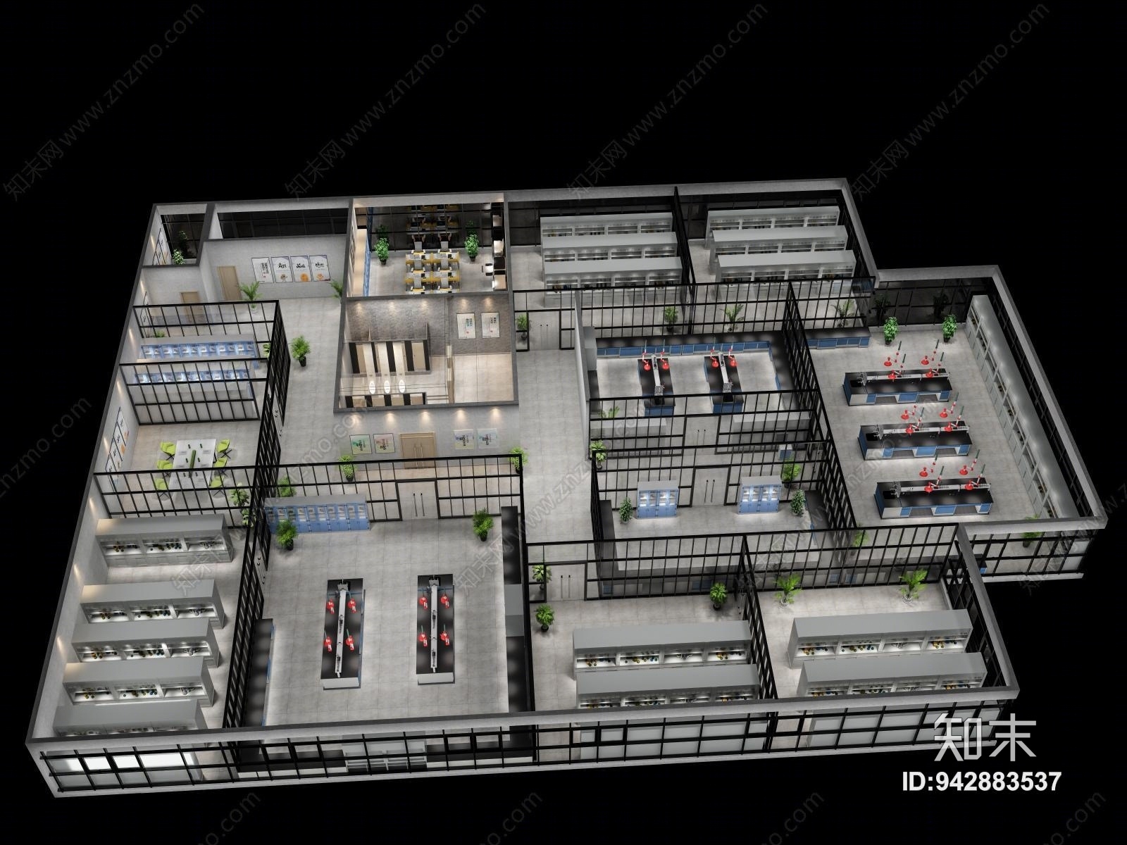 现代科学实验室展厅3D模型下载【ID:942883537】