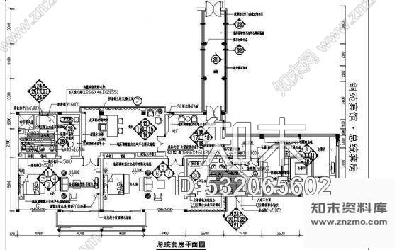 施工图铜苑宾馆总统套房装修图cad施工图下载【ID:532065602】