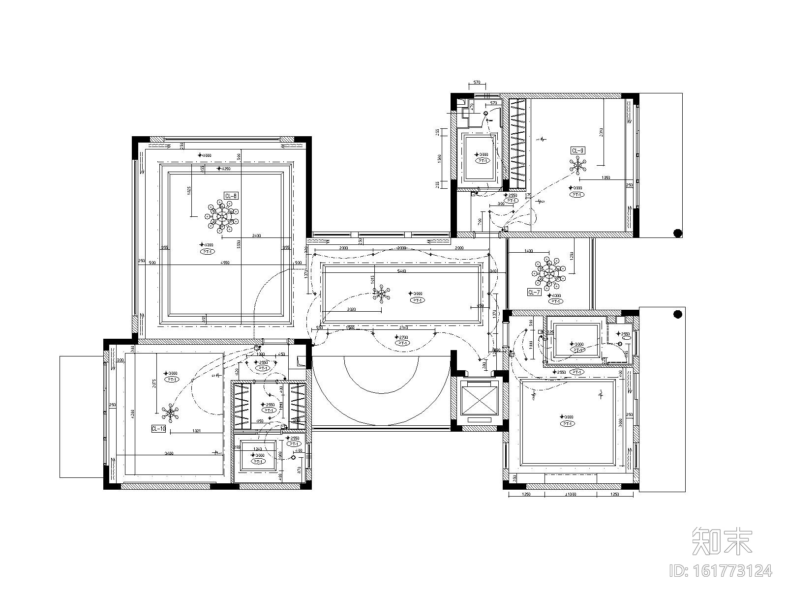 [深圳]豪华欧式风格别墅室内装修全套施工图cad施工图下载【ID:161773124】