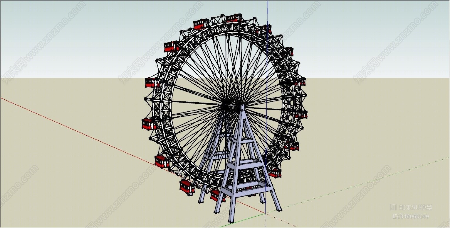 现代摩天轮SU模型下载【ID:846060340】