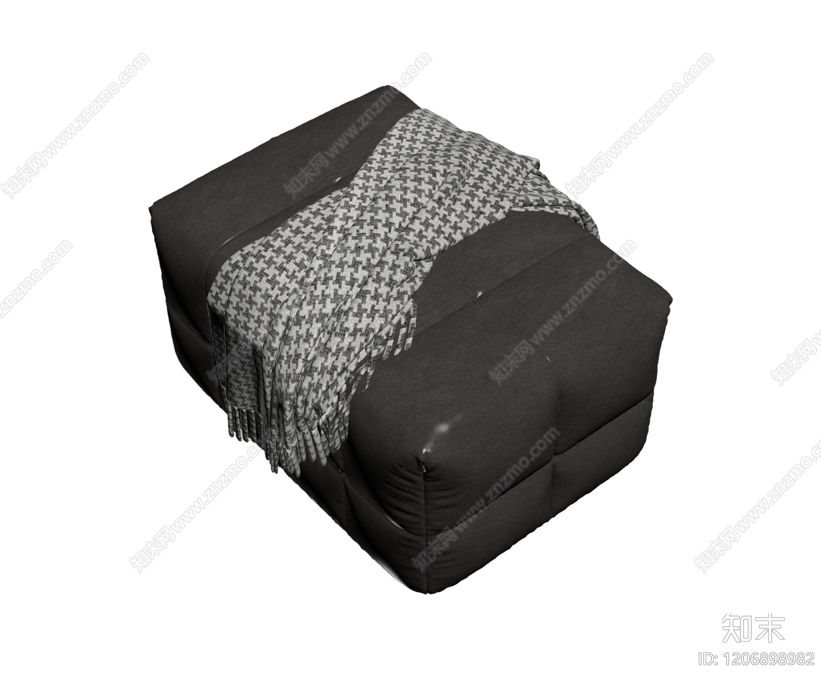 带毯子的沙发凳3D模型下载【ID:1206898982】