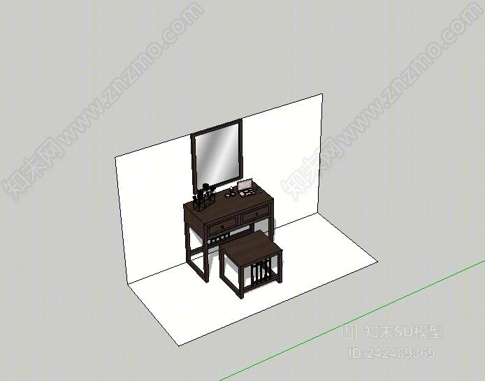 新中式梳妆台SU模型下载【ID:242489369】